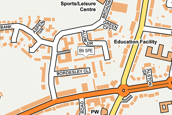 B9 5PE map - OS OpenMap – Local (Ordnance Survey)