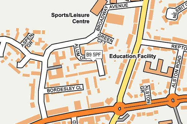 B9 5PF map - OS OpenMap – Local (Ordnance Survey)