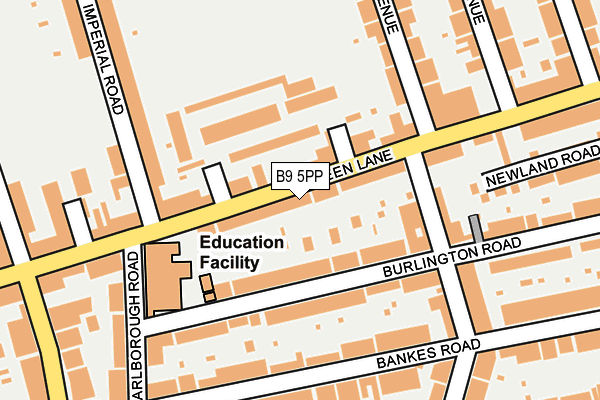 B9 5PP map - OS OpenMap – Local (Ordnance Survey)