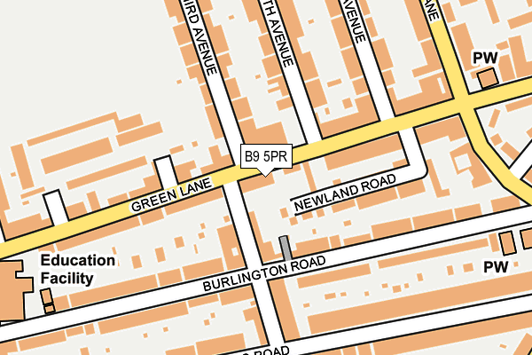 B9 5PR map - OS OpenMap – Local (Ordnance Survey)