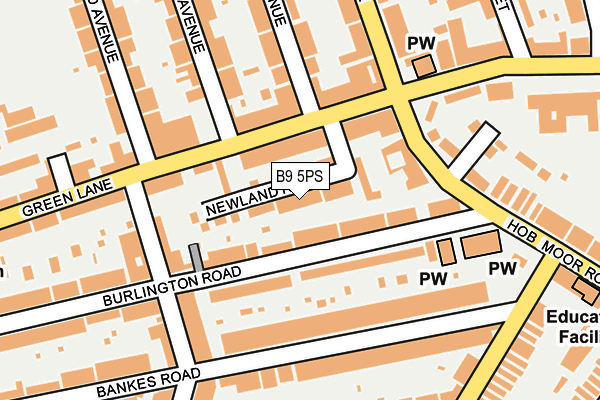 B9 5PS map - OS OpenMap – Local (Ordnance Survey)