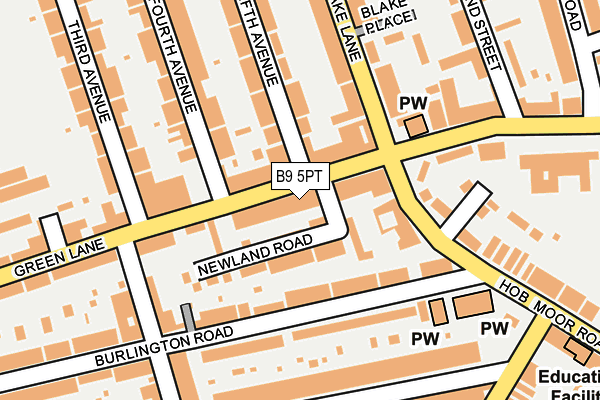 B9 5PT map - OS OpenMap – Local (Ordnance Survey)