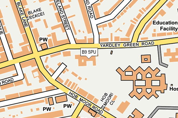 B9 5PU map - OS OpenMap – Local (Ordnance Survey)