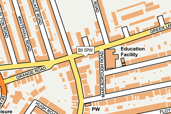 B9 5PW map - OS OpenMap – Local (Ordnance Survey)