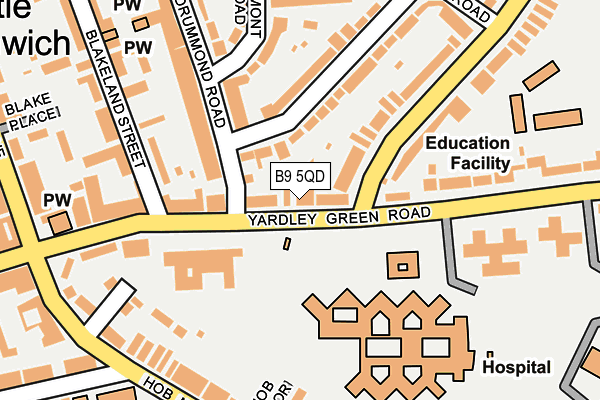 B9 5QD map - OS OpenMap – Local (Ordnance Survey)