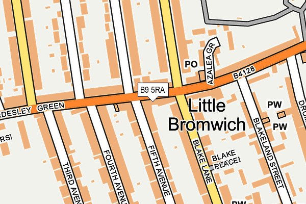 B9 5RA map - OS OpenMap – Local (Ordnance Survey)