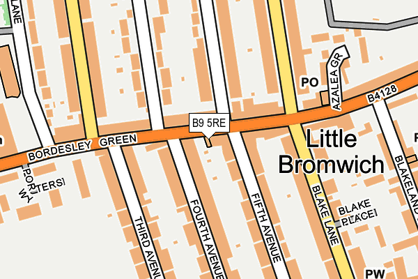 B9 5RE map - OS OpenMap – Local (Ordnance Survey)