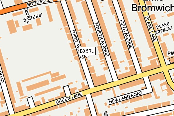 B9 5RL map - OS OpenMap – Local (Ordnance Survey)