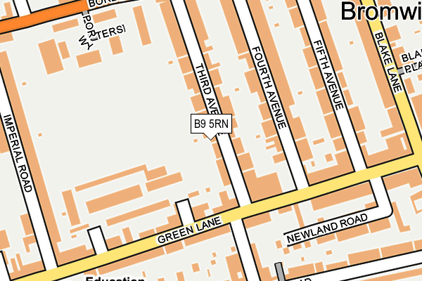 B9 5RN map - OS OpenMap – Local (Ordnance Survey)