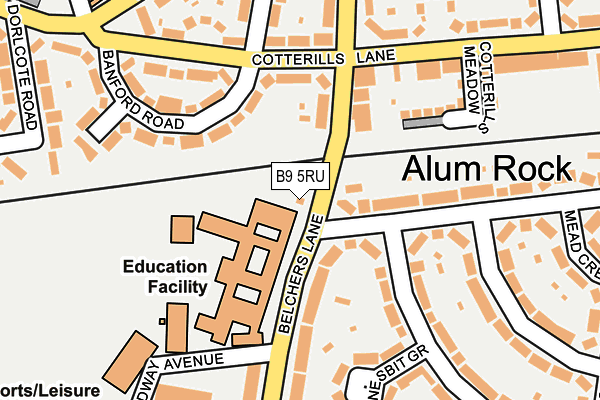 B9 5RU map - OS OpenMap – Local (Ordnance Survey)