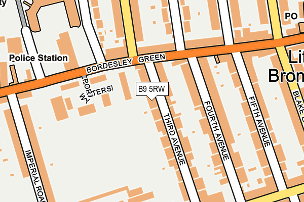 B9 5RW map - OS OpenMap – Local (Ordnance Survey)