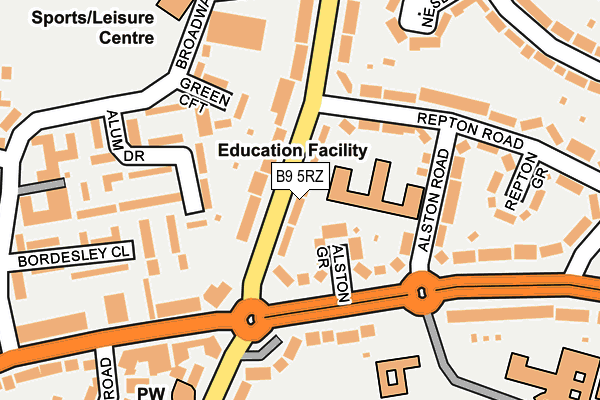 B9 5RZ map - OS OpenMap – Local (Ordnance Survey)