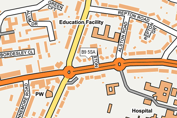 B9 5SA map - OS OpenMap – Local (Ordnance Survey)