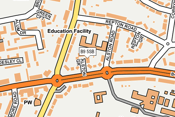 B9 5SB map - OS OpenMap – Local (Ordnance Survey)