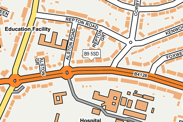 B9 5SD map - OS OpenMap – Local (Ordnance Survey)