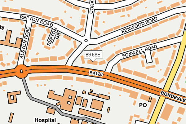 B9 5SE map - OS OpenMap – Local (Ordnance Survey)