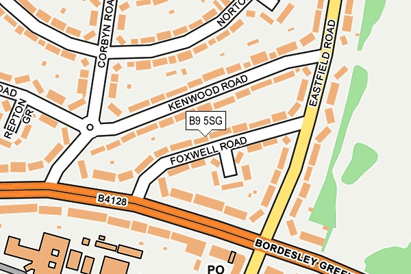 B9 5SG map - OS OpenMap – Local (Ordnance Survey)