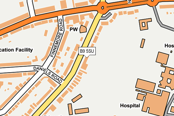 B9 5SU map - OS OpenMap – Local (Ordnance Survey)