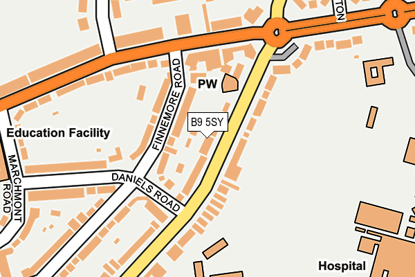 B9 5SY map - OS OpenMap – Local (Ordnance Survey)