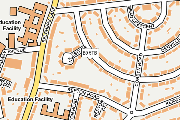 B9 5TB map - OS OpenMap – Local (Ordnance Survey)