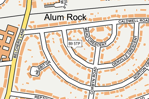 B9 5TP map - OS OpenMap – Local (Ordnance Survey)