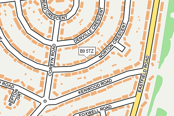 B9 5TZ map - OS OpenMap – Local (Ordnance Survey)
