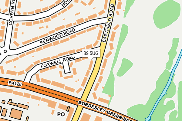 B9 5UG map - OS OpenMap – Local (Ordnance Survey)