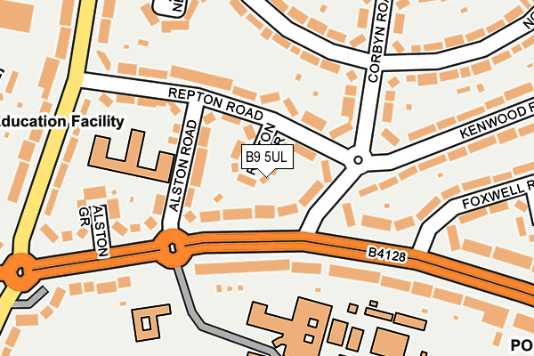 B9 5UL map - OS OpenMap – Local (Ordnance Survey)