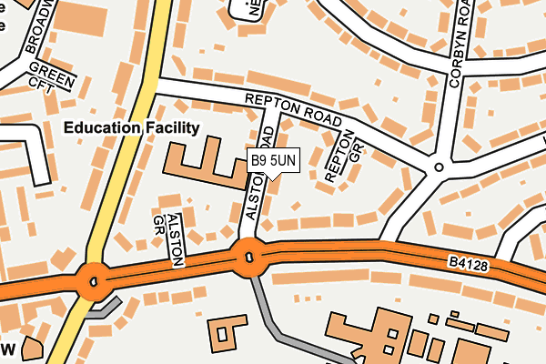 B9 5UN map - OS OpenMap – Local (Ordnance Survey)