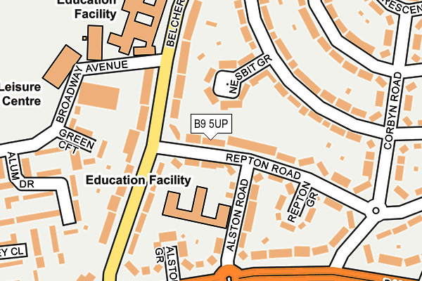 B9 5UP map - OS OpenMap – Local (Ordnance Survey)