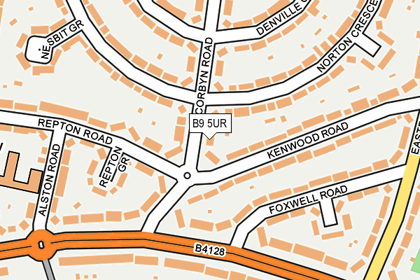 B9 5UR map - OS OpenMap – Local (Ordnance Survey)