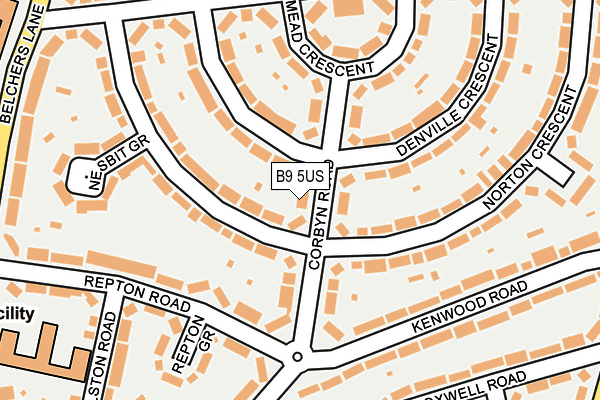 B9 5US map - OS OpenMap – Local (Ordnance Survey)