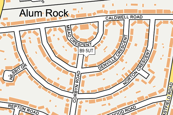 B9 5UT map - OS OpenMap – Local (Ordnance Survey)