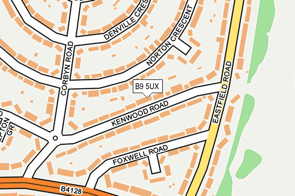 B9 5UX map - OS OpenMap – Local (Ordnance Survey)