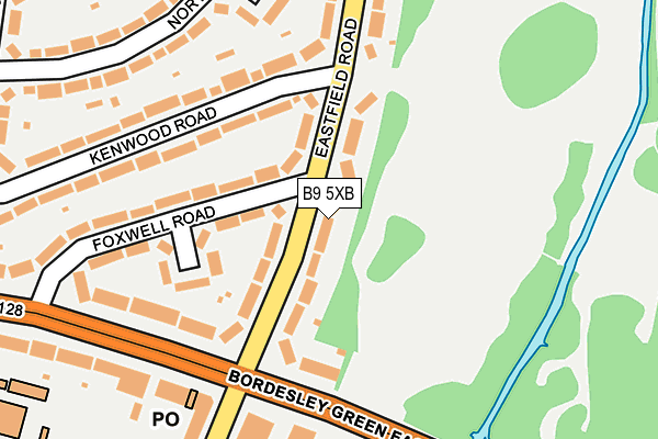 B9 5XB map - OS OpenMap – Local (Ordnance Survey)