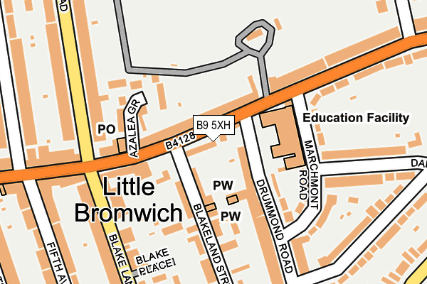 B9 5XH map - OS OpenMap – Local (Ordnance Survey)