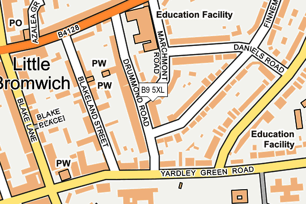 B9 5XL map - OS OpenMap – Local (Ordnance Survey)