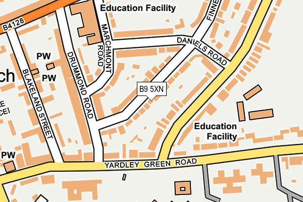 B9 5XN map - OS OpenMap – Local (Ordnance Survey)
