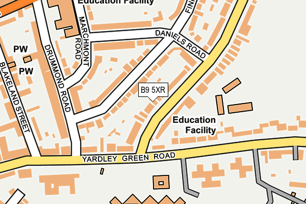 B9 5XR map - OS OpenMap – Local (Ordnance Survey)