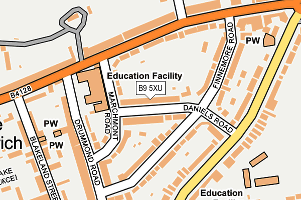 B9 5XU map - OS OpenMap – Local (Ordnance Survey)