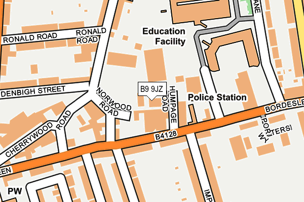 B9 9JZ map - OS OpenMap – Local (Ordnance Survey)