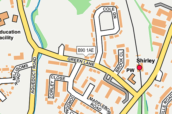 B90 1AE map - OS OpenMap – Local (Ordnance Survey)