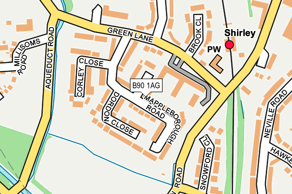 B90 1AG map - OS OpenMap – Local (Ordnance Survey)