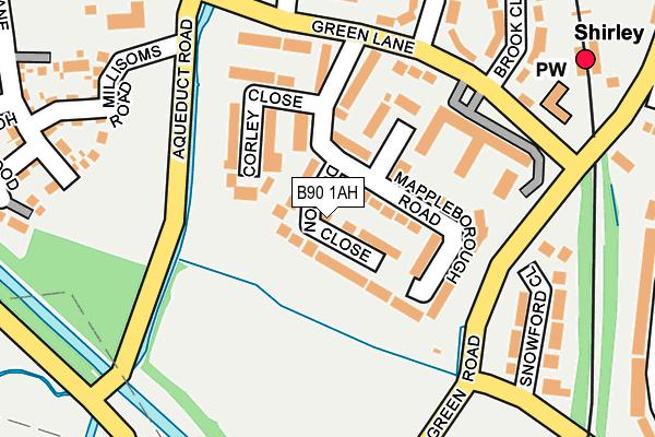 B90 1AH map - OS OpenMap – Local (Ordnance Survey)