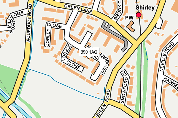 B90 1AQ map - OS OpenMap – Local (Ordnance Survey)