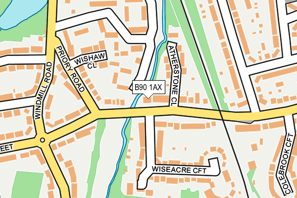 B90 1AX map - OS OpenMap – Local (Ordnance Survey)