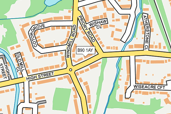 B90 1AY map - OS OpenMap – Local (Ordnance Survey)