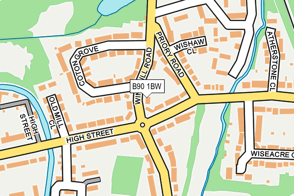 B90 1BW map - OS OpenMap – Local (Ordnance Survey)
