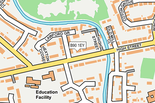 B90 1EY map - OS OpenMap – Local (Ordnance Survey)