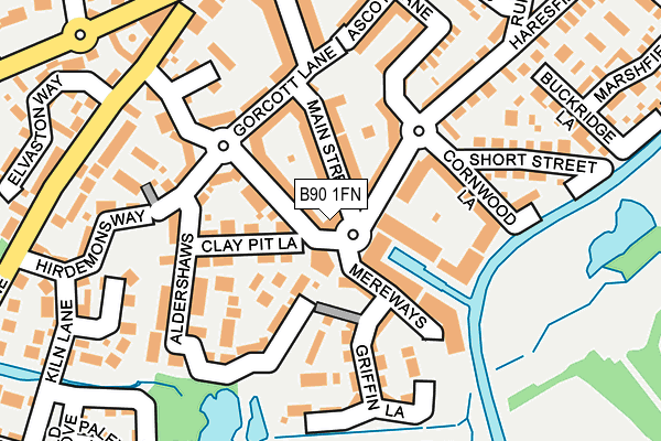B90 1FN map - OS OpenMap – Local (Ordnance Survey)